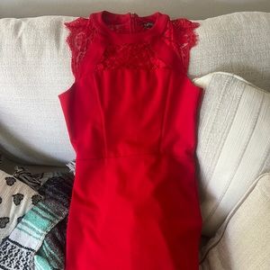 Zara Red dress with lace shoulders.